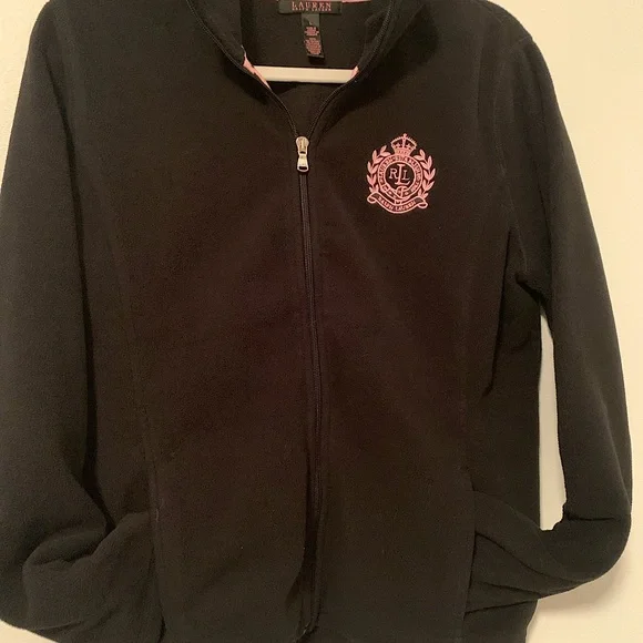 Ralph Lauren Women’s
Zip Up Jacket ~ Black with Pink Signature RLL Emblem - Picture 3 of 7